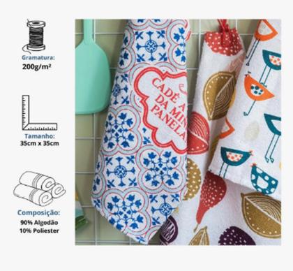 Imagem de Kit com 12 - Panos De Prato Copa - Atoalhado - Cozinha - Felpudo - Sortido Liso - Camesa - 35x35cm