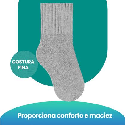 Imagem de Kit Com 12 Pares De Meias Cano Médio Infantil Algodão Selene