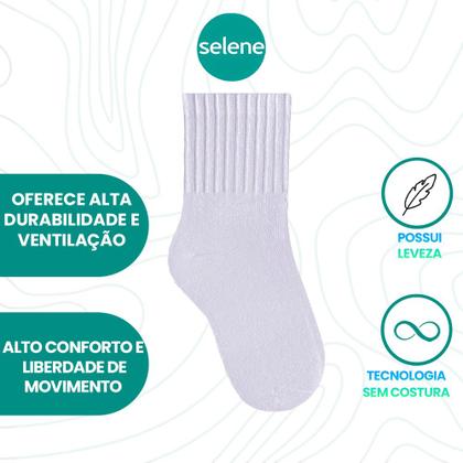 Imagem de Kit Com 12 Pares De Meias Cano Médio Infantil Algodão Selene