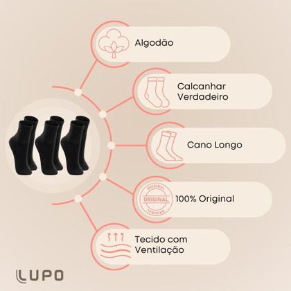 Imagem de Kit Com 12 Pares De Meias Cano Médio Infantil Lupo Original Para Menino E Menina Até Tamanho 35