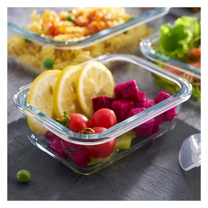 Imagem de Kit com 12 Potes de Vidro Retangulares Herméticos Majestic 630ml