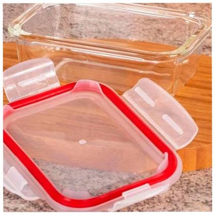 Imagem de Kit com 12 Potes de Vidro Retangulares Herméticos Majestic 630ml