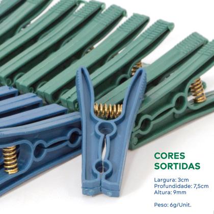 Imagem de Kit Com 12 Prendedores Grandes de Plástico - Cores Variadas
