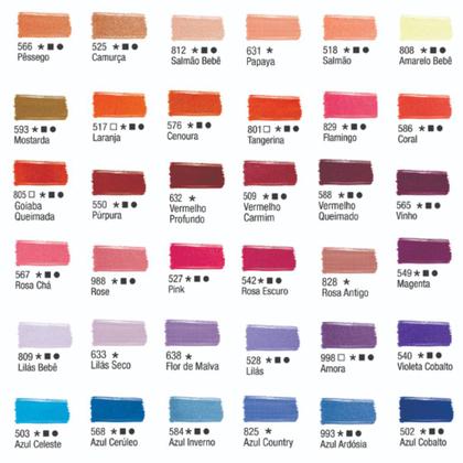 Imagem de Kit Com 12 Tintas De Tecido Acrilex 37ml - Escolha As Cores