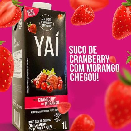 Imagem de Kit Com 12Und Suco De Cranberry Com Morango Yai 1 Litro