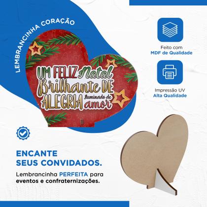 Imagem de Kit com 15 Enfeites de Natal em Formato de Coração  Decoração em MDF para Mesa e Escritório