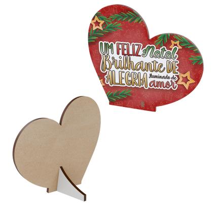 Imagem de Kit com 15 Enfeites de Natal em Formato de Coração  Decoração em MDF para Mesa e Escritório