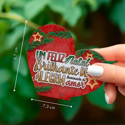 Imagem de Kit com 15 Enfeites de Natal em Formato de Coração  Decoração em MDF para Mesa e Escritório