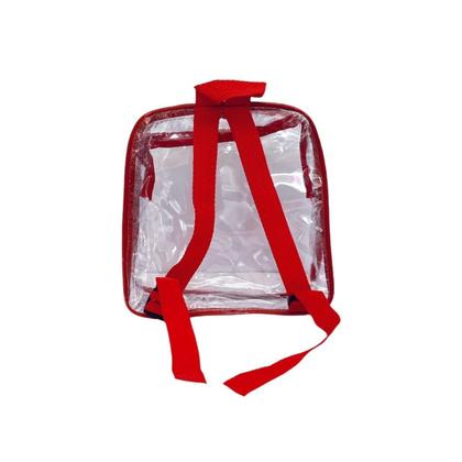 Imagem de KIT COM 15 MINI mochila VERMELHA infantil transparente escola