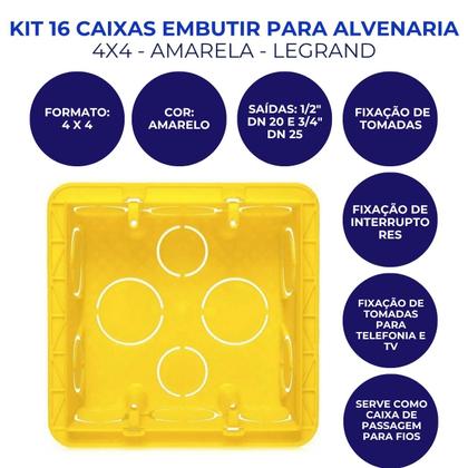 Imagem de Kit com 16 Caixas De Luz Legrand Pial 4x4 Antichama para Tomada E Interruptor