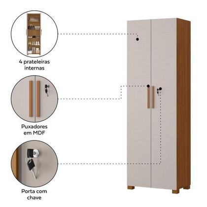 Imagem de Kit com 2 Armários Multiuso Escritório Nt4020 4 Portas e Prateleiras