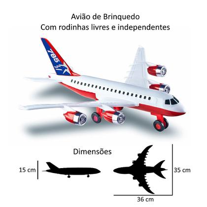 Imagem de Kit com 2 Aviões Grande Airbus de Brinquedo 36cm na Caixa