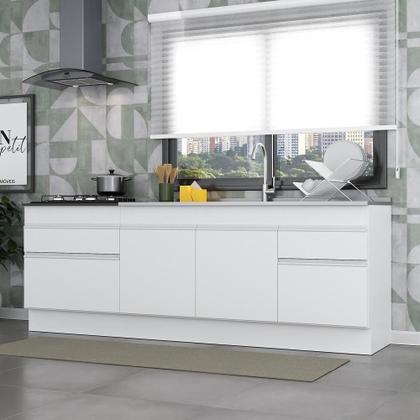 Imagem de Kit Com 2 Balcões De Cozinha 150cm E 70cm Com Rodapé Veneza Multimóveis V2108 Branco Branco