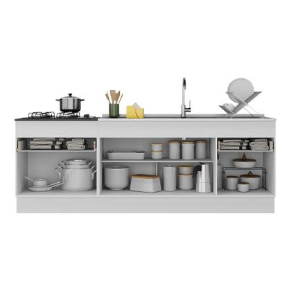 Imagem de Kit com 2 Balcões de Cozinha 150cm e 70cm com Rodapé Veneza Multimóveis V2108