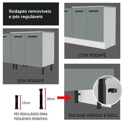 Imagem de Kit Com 2 Balcões De Cozinha 3 Gavetas 4 Portas Branco Cinza