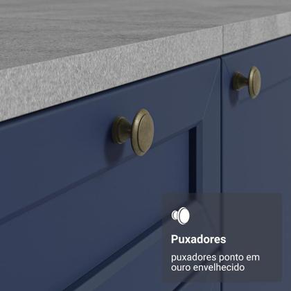 Imagem de Kit Com 2 Balcões De Cozinha 3 Gavetas 4 Portas (sem Tampo E Pia) Branco/azul Vik Madesa 01 Branco/azul