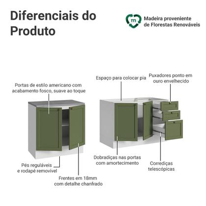Imagem de Kit com 2 Balcões de Cozinha 3 Gavetas 4 Portas (Sem Tampo e Pia) Vik Madesa 01