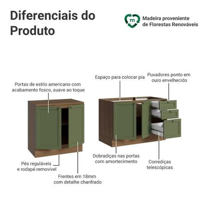 Imagem de Kit com 2 Balcões de Cozinha 3 Gavetas 4 Portas (Sem Tampo e Pia) Vik Madesa 01