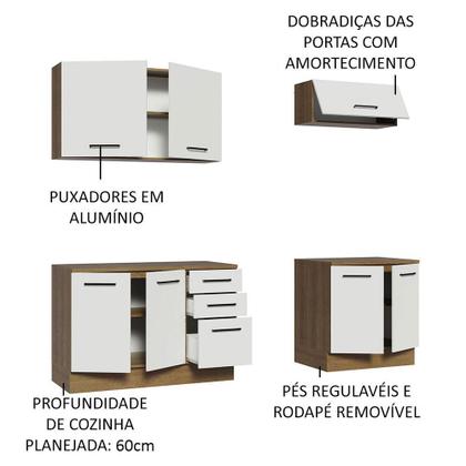 Imagem de Kit com 2 Balcões e 2 Armários Aéreos Multiuso 200cm Agata Madesa