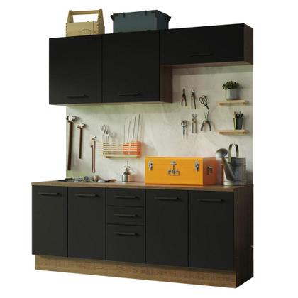 Imagem de Kit com 2 Balcões e 2 Armários Aéreos Multiuso 200cm Agata Madesa