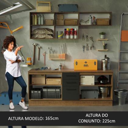 Imagem de Kit com 2 Balcões e 2 Armários Aéreos Multiuso 200cm Agata Madesa