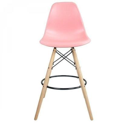 Imagem de Kit com 2 Banquetas Altas Dsw-m Eames Rosa/Madeirado