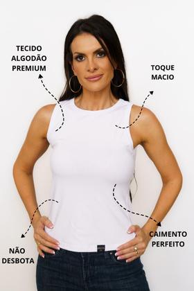 Imagem de Kit com 2 Blusas Femininas Regata Sem Manga  100% Algodão Tamanho:MCor:2 Pretas