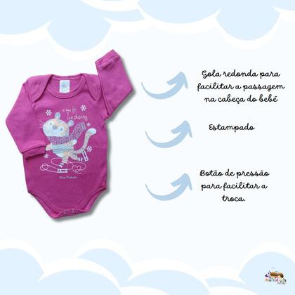 Imagem de Kit com 2 Body Manga Longa Bicho Molhado Menina Sortidos RN-XG
