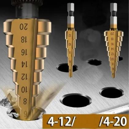 Imagem de Kit Com 2 Brocas Escalonadas 4-12 mm E 4-20 mm Titânio Ótima