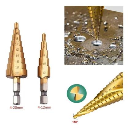Imagem de Kit Com 2 Brocas Escalonadas 4-12 mm E 4-20 mm Titânio Ótima