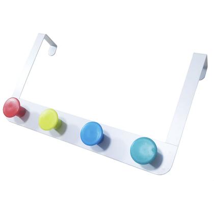 Imagem de Kit com 2 Cabide De Porta Cabideiro Mancebo 4 Pinos Roupas Toalhas Casacos Calças