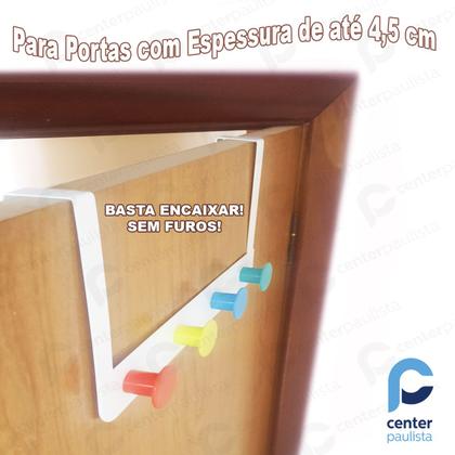Imagem de Kit com 2 Cabide De Porta Cabideiro Mancebo 4 Pinos Roupas Toalhas Casacos Calças