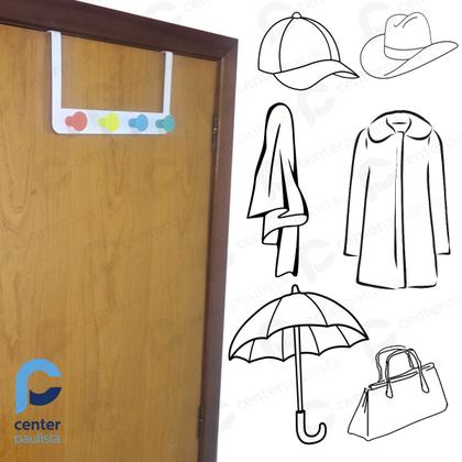 Imagem de Kit com 2 Cabide De Porta Cabideiro Mancebo 4 Pinos Roupas Toalhas Casacos Calças