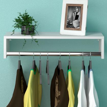 Imagem de Kit com 2 cabideiros mdf de parede com arara e nicho de 60cm