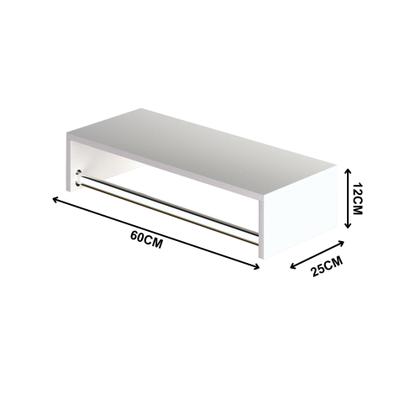 Imagem de Kit com 2 cabideiros mdf de parede com arara e nicho de 60cm