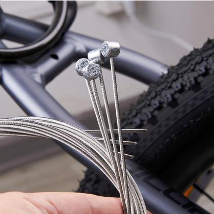 Imagem de Kit com 2 Cabos de Aço para Freio de Bicicleta 3m Cromados e 2 Terminais de Alta Resistência