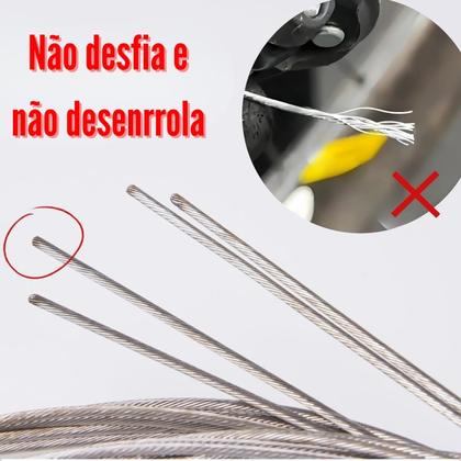 Imagem de Kit com 2 Cabos de Aço para Freio de Bicicleta 3m Cromados e 2 Terminais de Alta Resistência