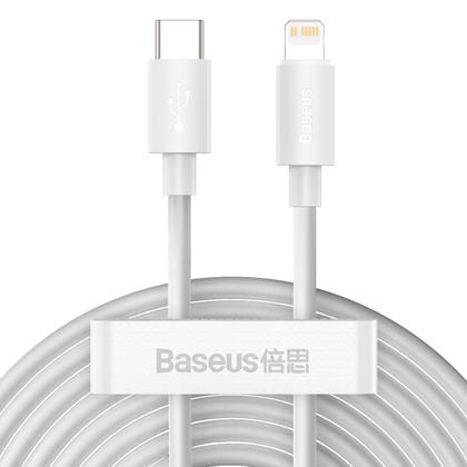 Imagem de Kit com 2 Cabos Lightnng para USB C Baseus Simple Wisdom 20W 2PCS/Set1.5m Branco power delivery