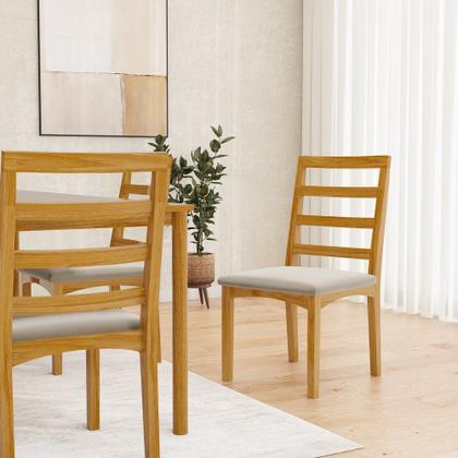 Imagem de Kit Com 2 Cadeira Cecília Encosto E Pés De Madeira Maciça Assento Estofada Para Mesa De Jantar