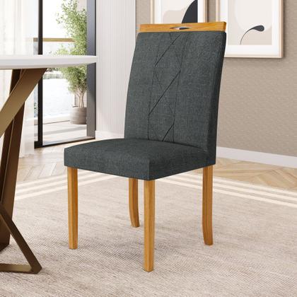 Imagem de Kit Com 2 Cadeiras Ana Madeira Maciça Estofadas Para Mesa De Jantar