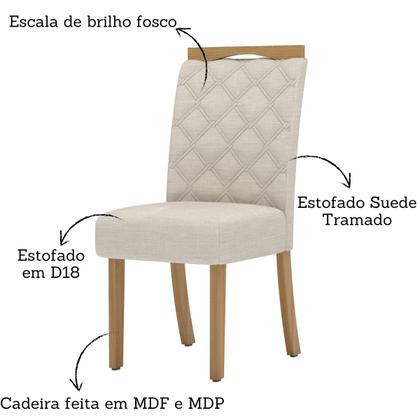 Imagem de Kit com 2 Cadeiras de MDF/MDP Estofadas Bella Nature / Linho