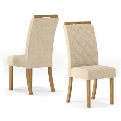 Imagem de Kit com 2 Cadeiras de MDF/MDP Estofadas Bella Nature / Linho