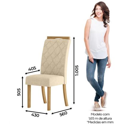 Imagem de Kit com 2 Cadeiras de MDF/MDP Estofadas Bella Nature / Linho