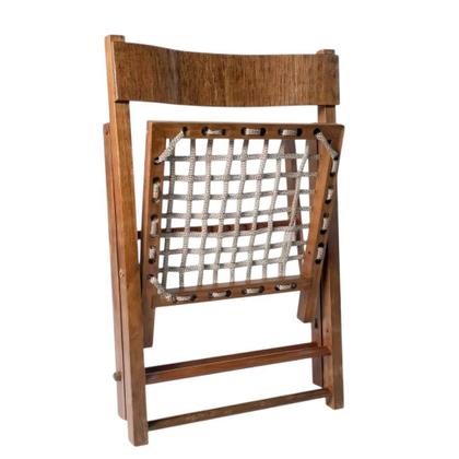 Imagem de Kit com 2 Cadeiras Dobráveis em Madeira com assento em Corda Náutica 1002 - Preebel Castanho