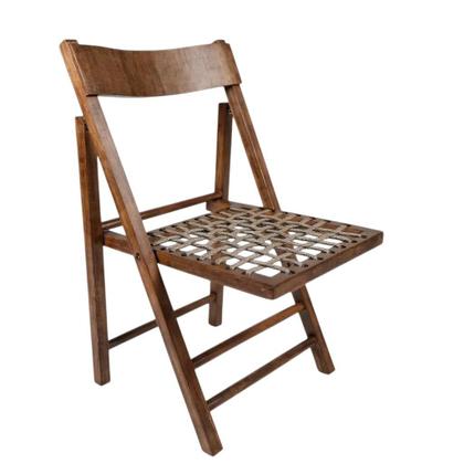 Imagem de Kit com 2 Cadeiras Dobráveis em Madeira com assento em Corda Náutica 1002 - Preebel Castanho
