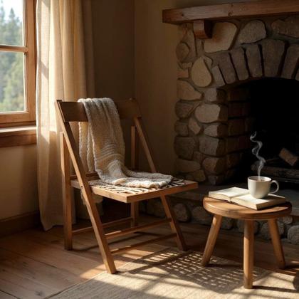 Imagem de Kit com 2 Cadeiras Dobráveis em Madeira com assento em Corda Náutica 1002 - Preebel Castanho