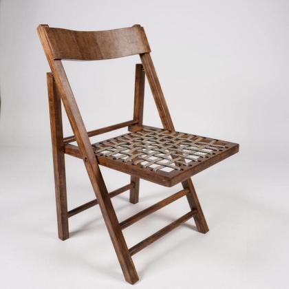 Imagem de Kit com 2 Cadeiras Dobráveis em Madeira com assento em Corda Náutica 1002 - Preebel Castanho