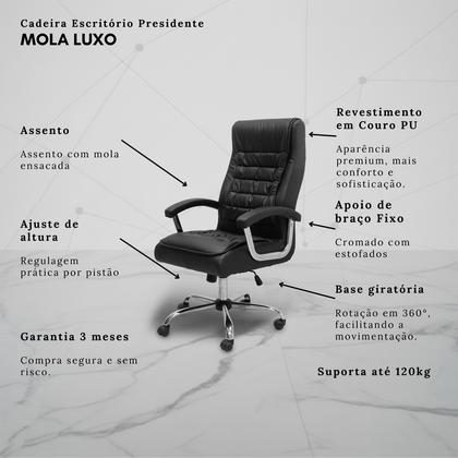 Imagem de Kit com 2 Cadeiras Escritório Presidente Mola Ensacada Preta mle