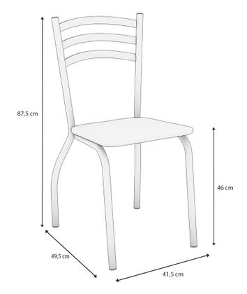 Imagem de Kit com 2 Cadeiras Estofadas Portugal Pintada 2C007NK Kappesberg Crome