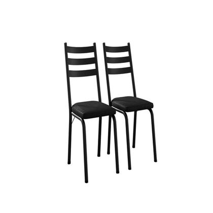 Imagem de Kit com 2 Cadeiras Sala de Jantar Cozinha Europa Preto/Brilhante